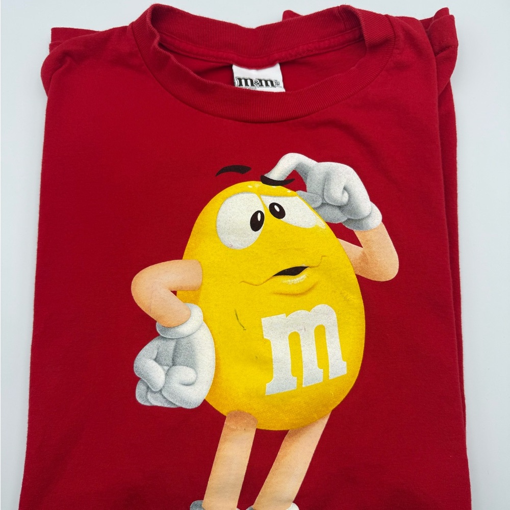 VTG Yellow M&M Red Graphic T-Shirt 90s Y2K Candy Promo Snack Tee Mens Size 2XL